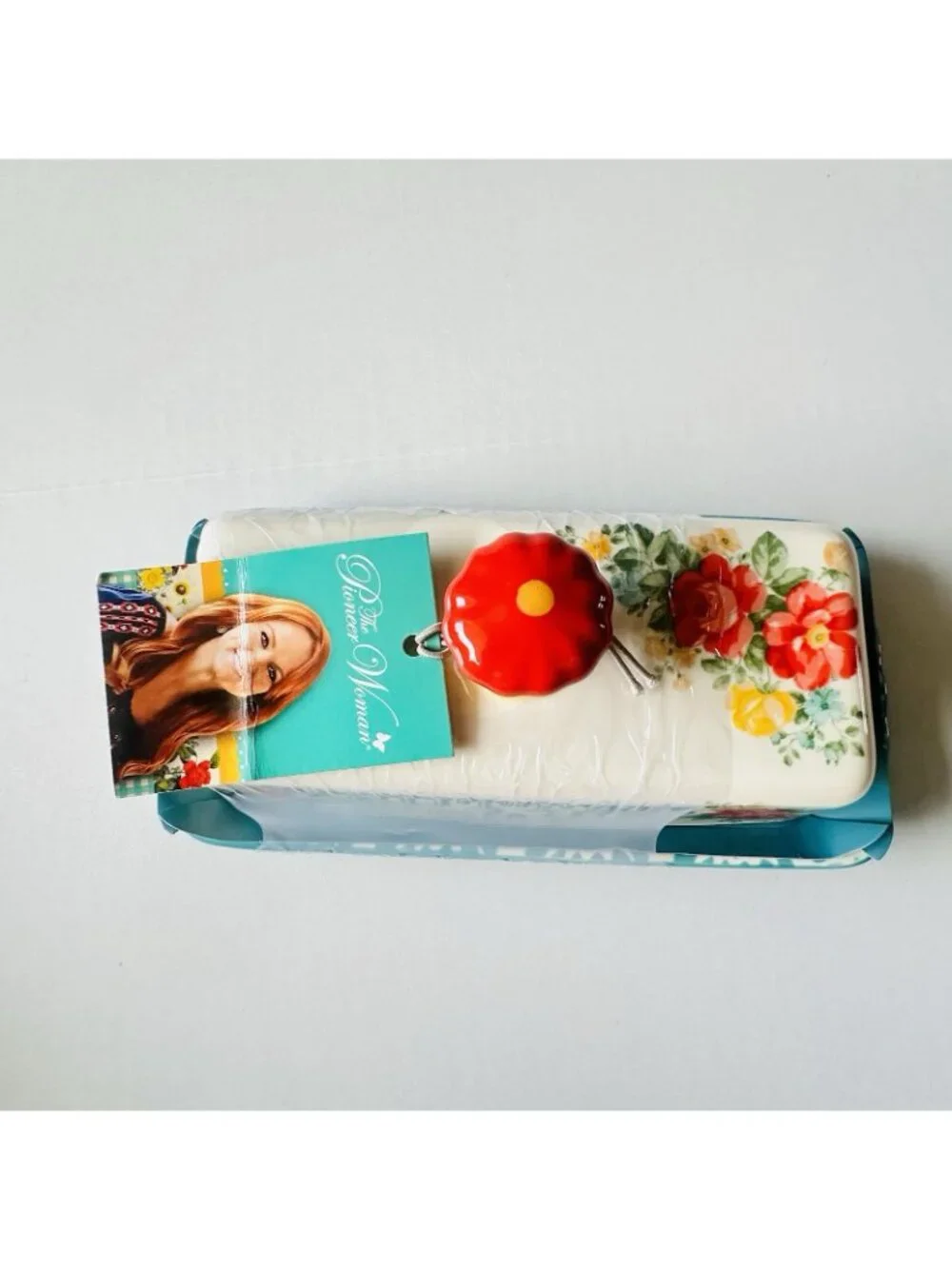 Pioneer Woman Butter Dish 2016 ~ VINTAGE FLORAL ~ Multicolored Covered Stoneware